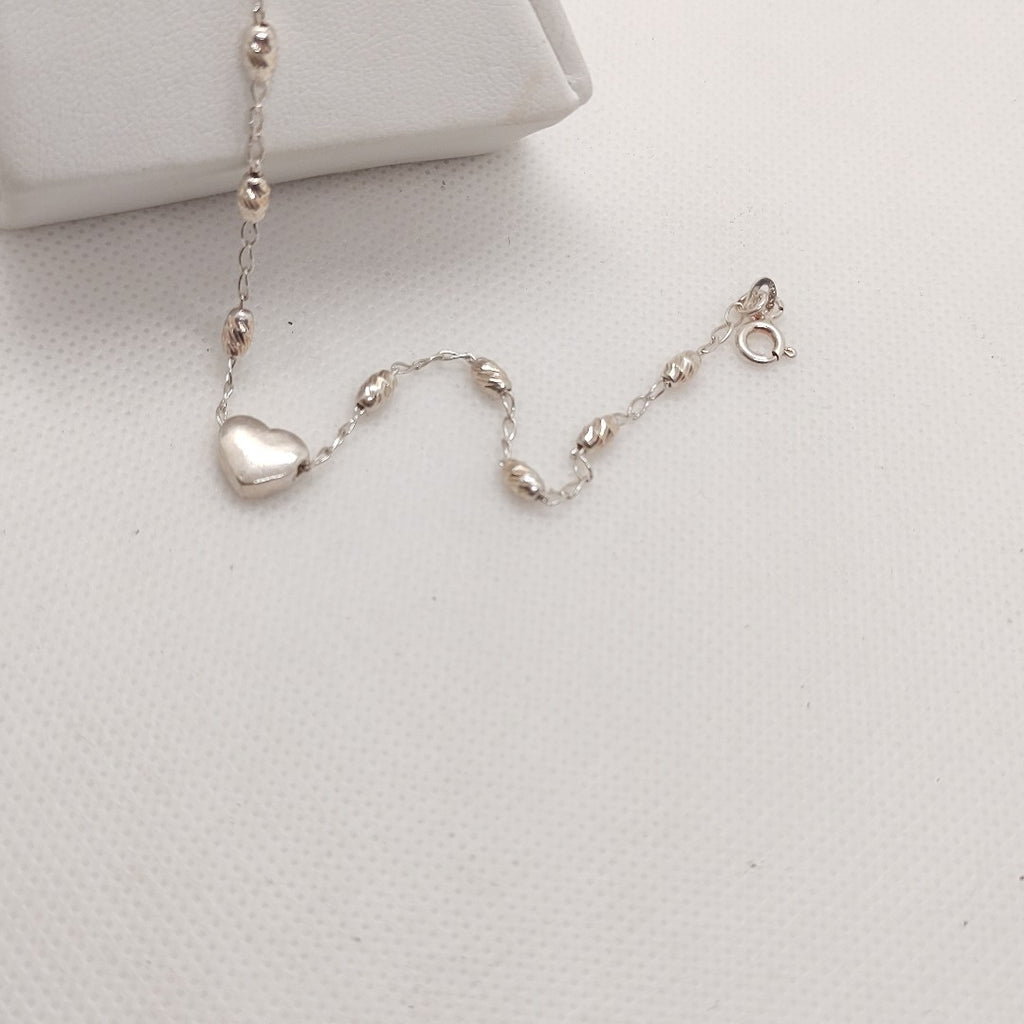 PULSERA TEJIDO CORAZON PLATA .925 18 CM 3.3 GR (NUEVO)