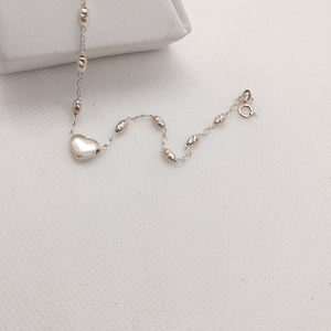 PULSERA TEJIDO CORAZON PLATA .925 18 CM 3.3 GR (NUEVO)