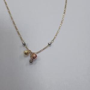 CADENA GARGANTILLA 3X1 CON ESFERAS COMBINADAS 14K 45 CM 3.1 GR (NUEVO)