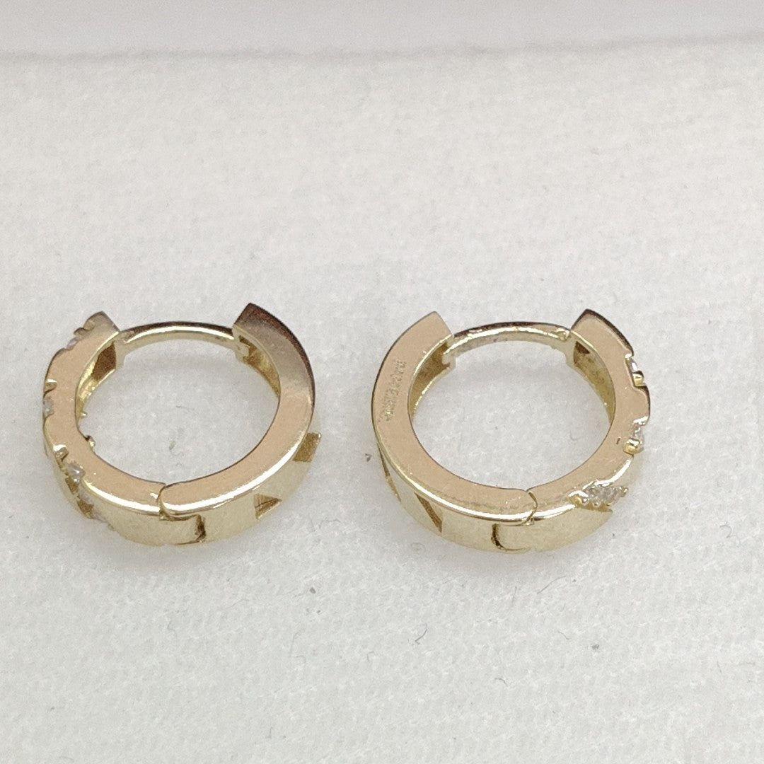 ARETES HUGGIES CON CIRCONIAS 14K 2.2 GR (NUEVO)