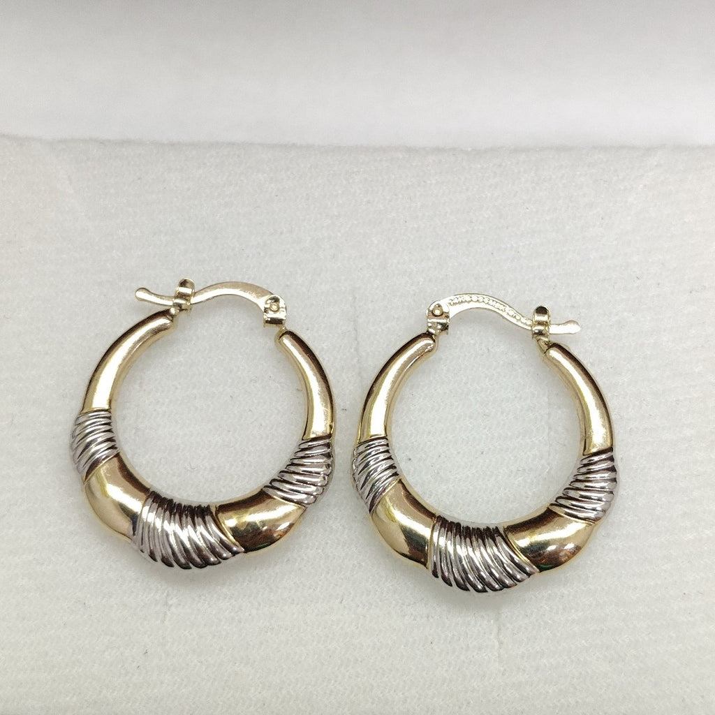ARETES ARRACADAS HUECAS COMBINADAS 14K 2.6 GR (NUEVO)