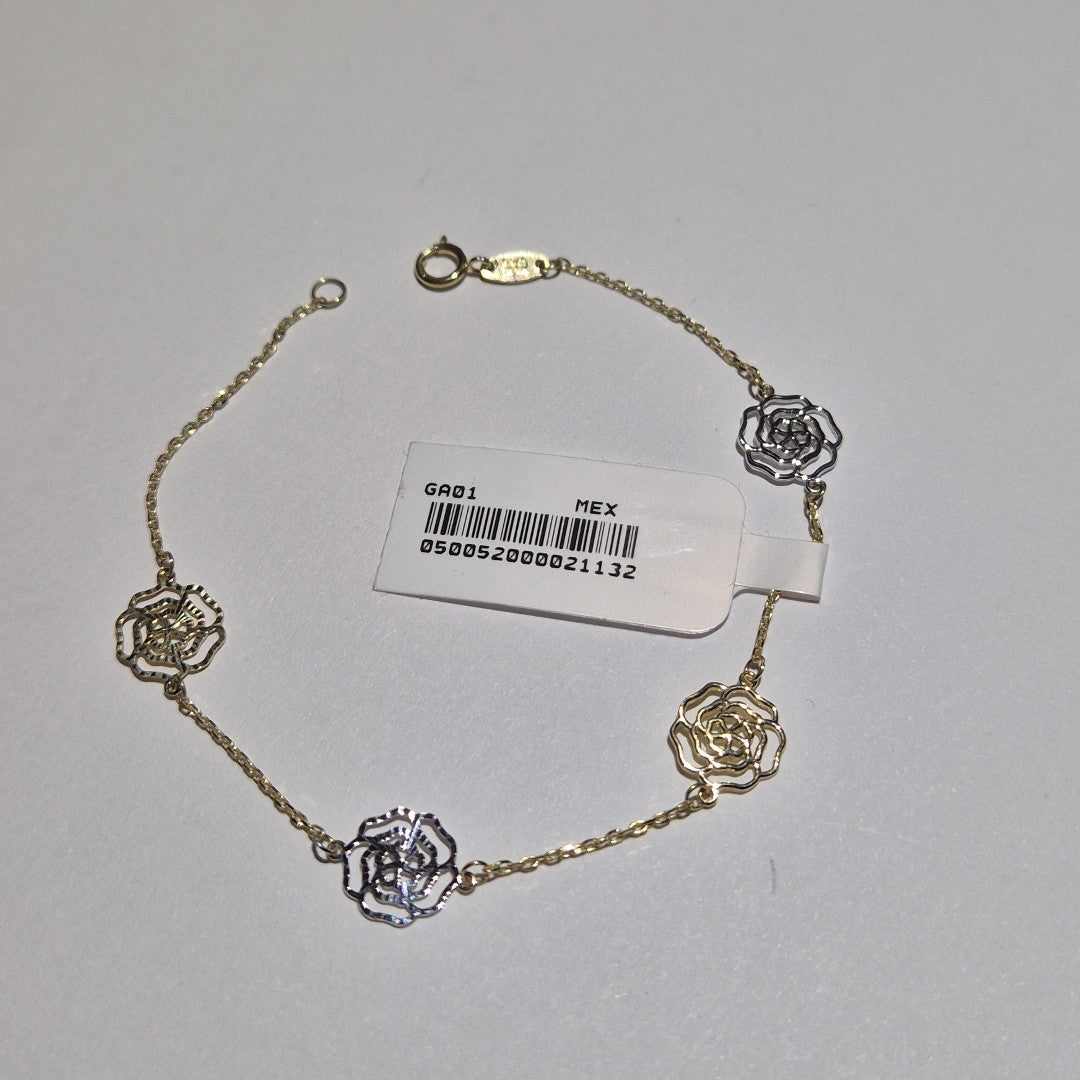 PULSERAS TEJIDO ESPECIAL C/DIJE ORO 10K 18 CM 1.4 GR (NUEVO)