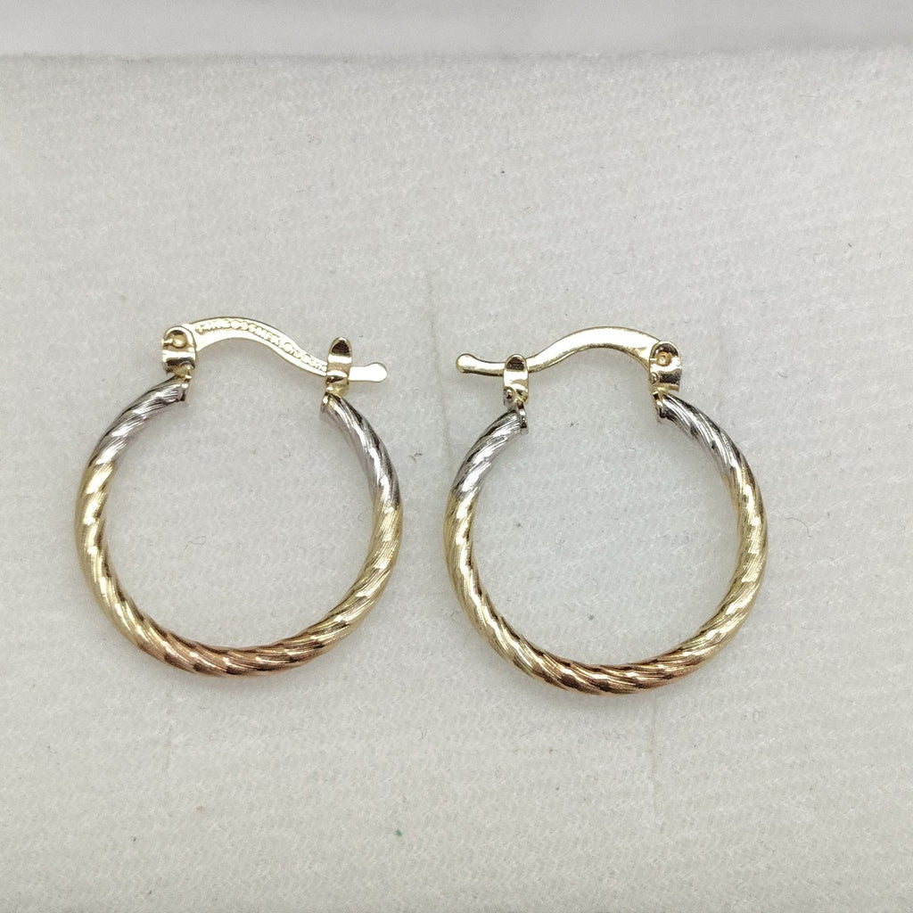 ARETES TEJIDO ARRACADAS TZL COMBINADAS 14K 1.8 GR (NUEVO)