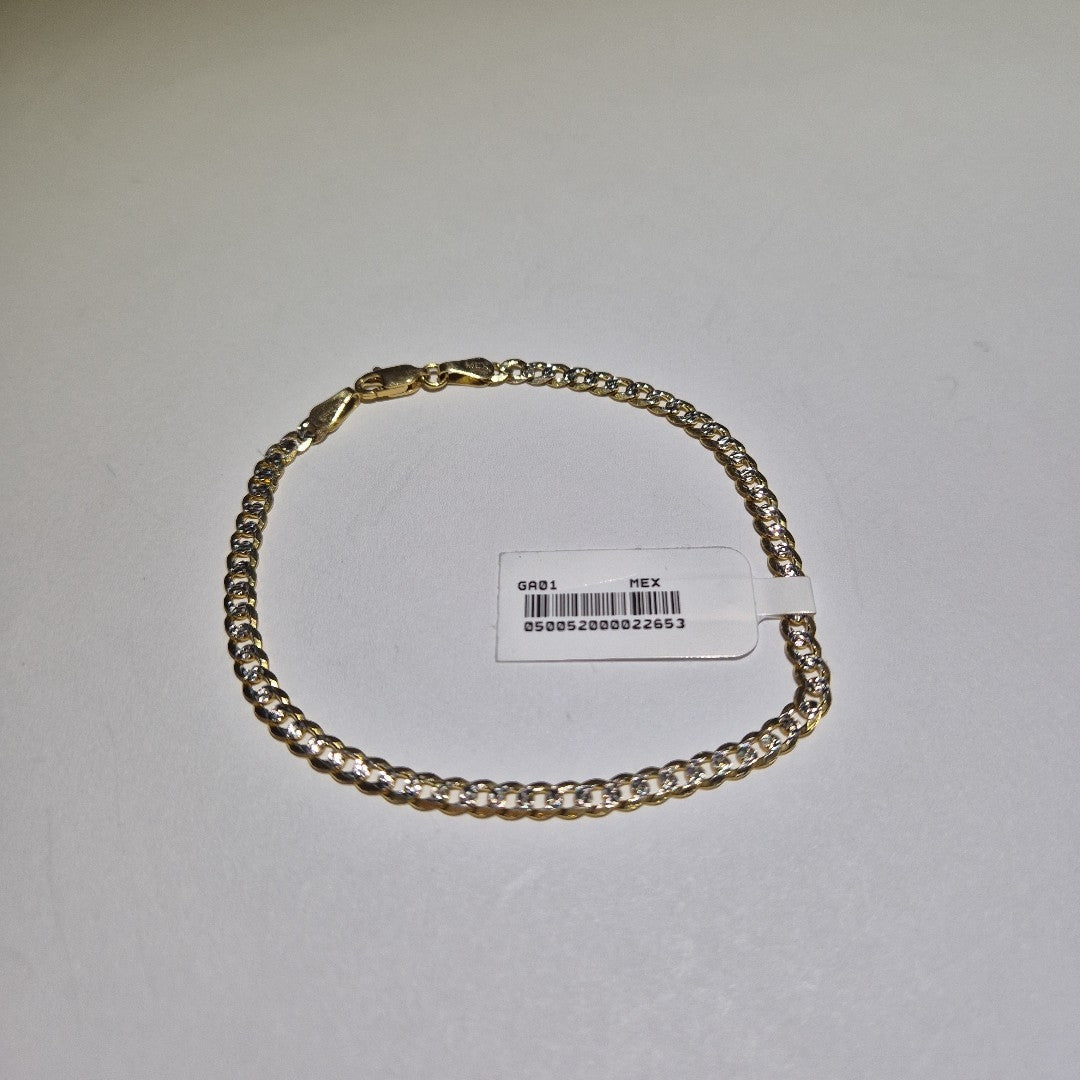 PULSERAS TEJIDO BARBADA DIAMANTADA ORO 14K 21 CM 5.1 GR (NUEVO)