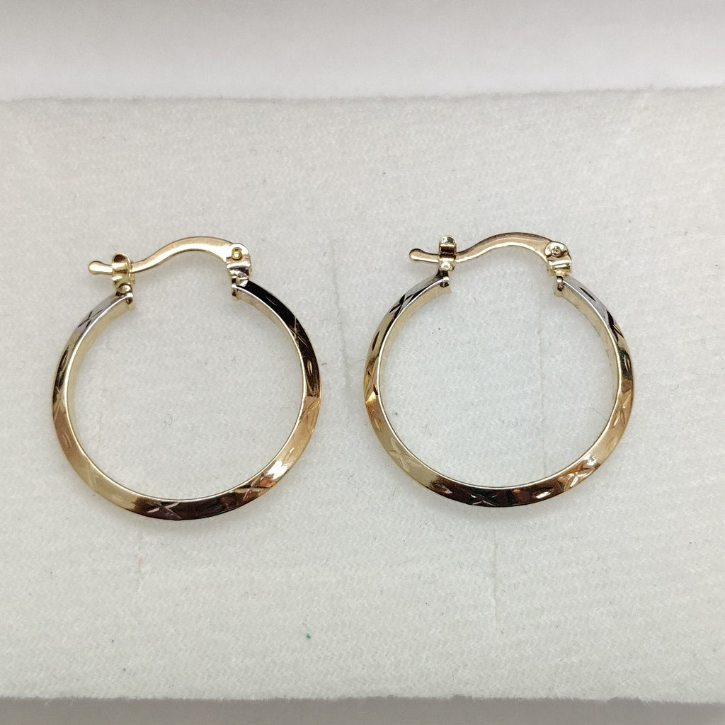 ARETES TEJIDO ARRACADAS BISELADAS COMBINADAS 14K 1.3 GR (NUEVO)
