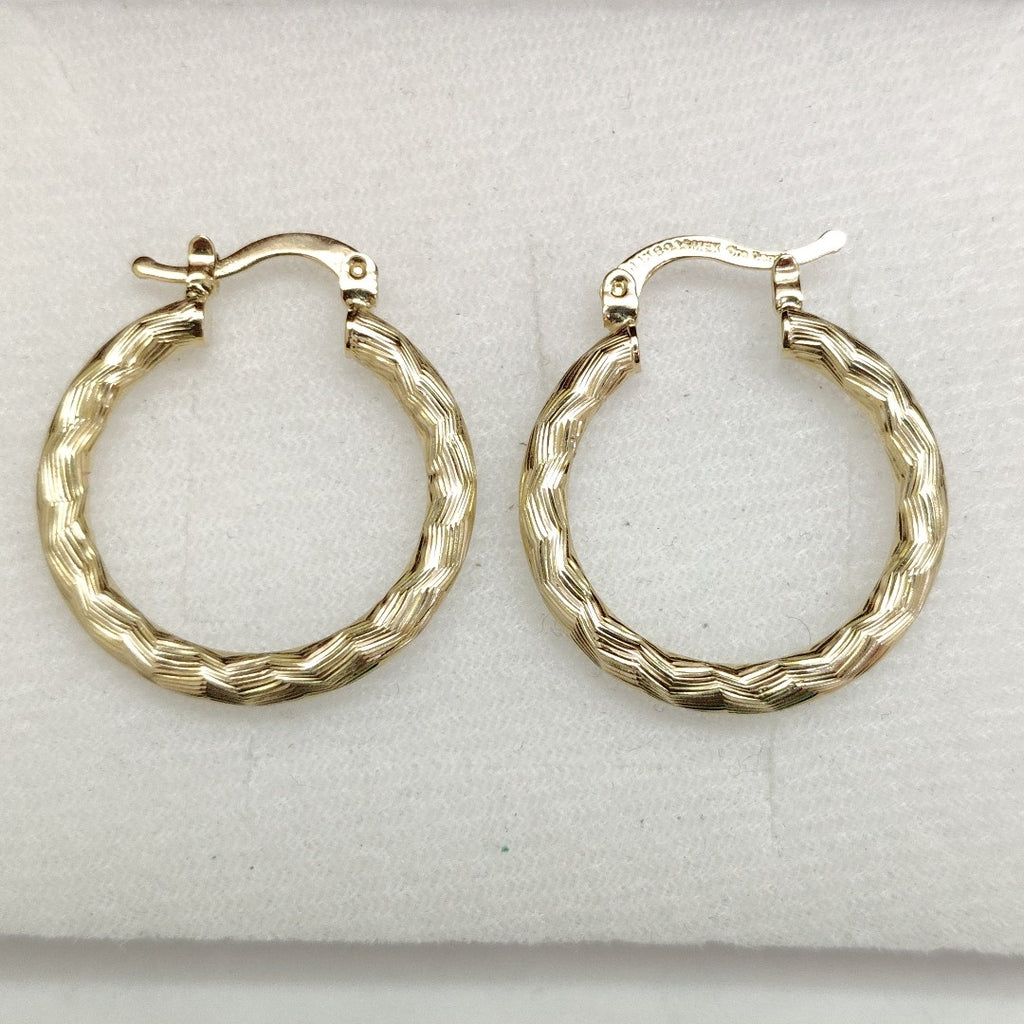 ARETES TEJIDO ARRACADA LABRADA 14K 2.7 GR (NUEVO)