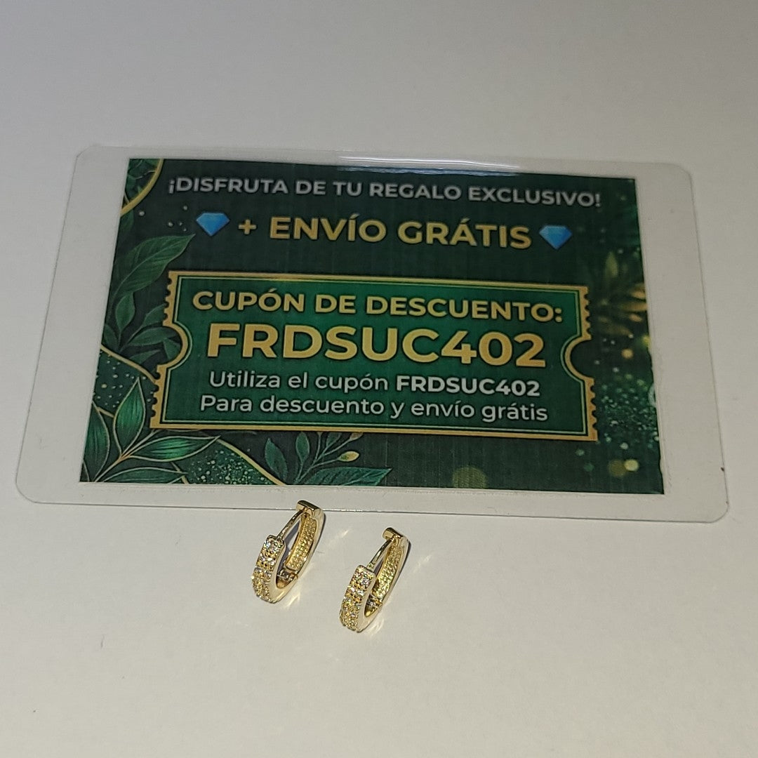 ARETES HUGGIES C CIRCONIAS 14K 1.8 GR (NUEVO)