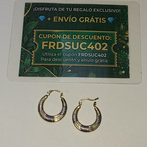 ARETES TEJIDO ARRACADAS COMBINADAS HUECAS 14K 1.9 GR (NUEVO)
