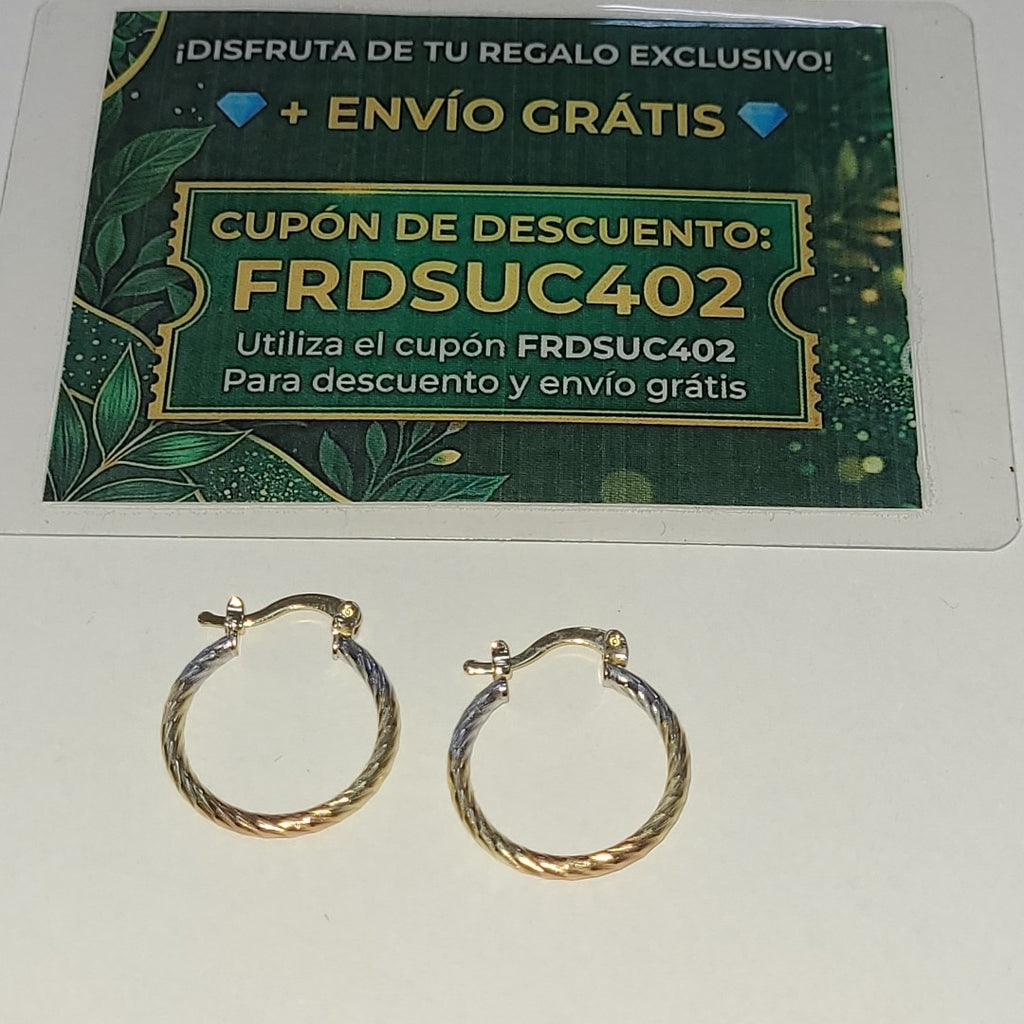 ARETES TEJIDO ARRACADAS TZL COMBINADAS 14K 1.8 GR (NUEVO)