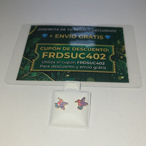 BROQUELES BROQUEL FIG COLIBRI ESMALTE ROSA 14K 0.2138 GR (NUEVO)