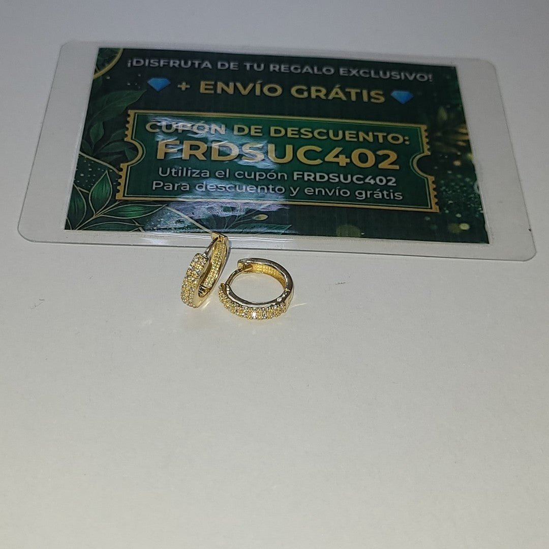 ARETES HUGGIES C CIRCONIA 14K 1.7 GR (NUEVO)