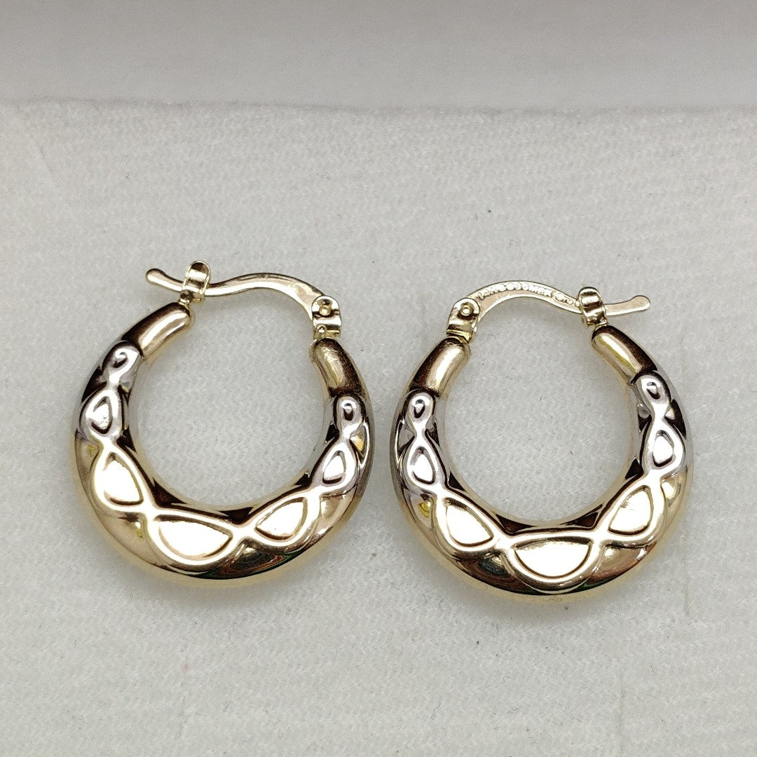 ARETES ARRACADAS COMBINADAS CON INFINITO 14K 2.3 GR (NUEVO)