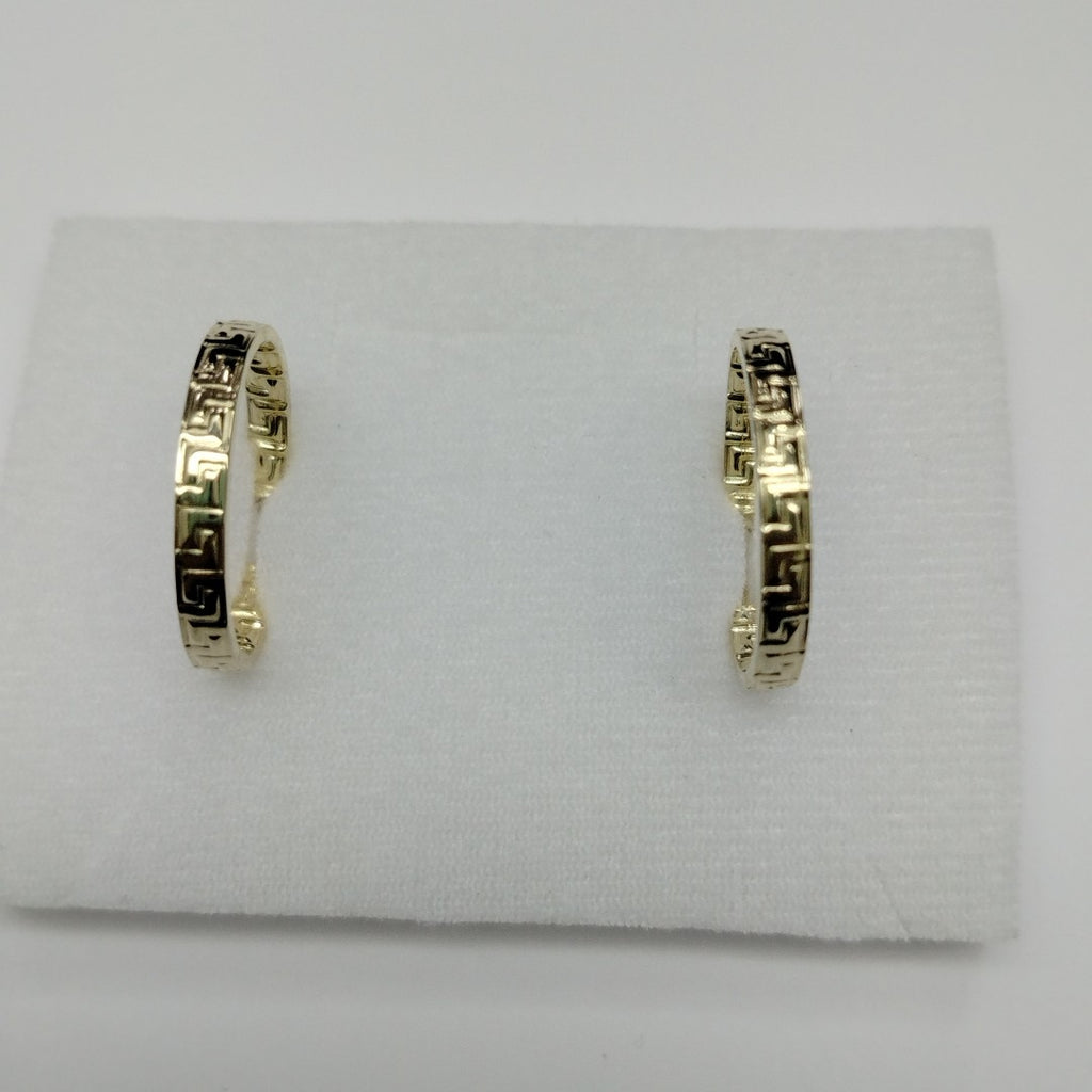 ARETES TEJIDO ARRACADA CON GRECAS 14K 2.6 GR (NUEVO)