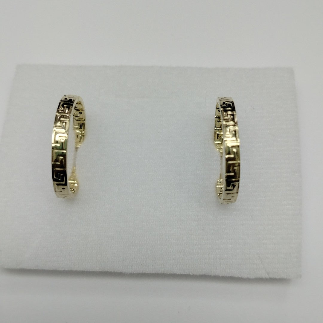 ARETES TEJIDO ARRACADA CON GRECAS 14K 2.6 GR (NUEVO)