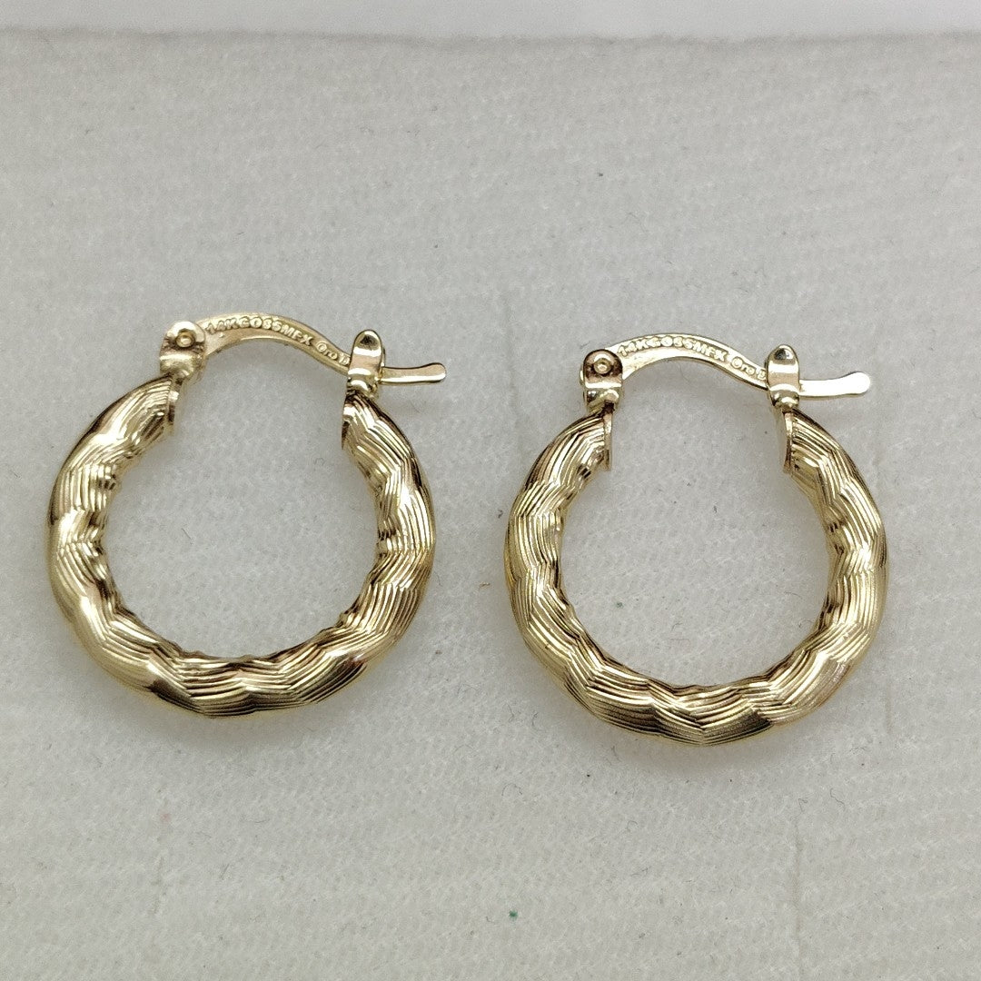 ARETES TEJIDO ARRACADAS ASTRIADAS 14K 1.9 GR (NUEVO)