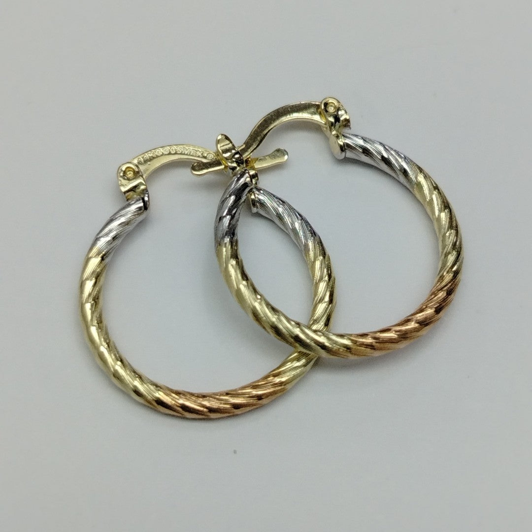 ARETES TEJIDO ARRACADAS TZL COMBINADAS 14K 1.8 GR (NUEVO)