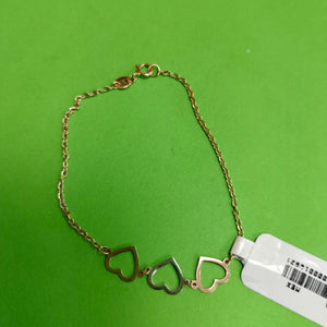 PULSERA ESPECIAL CON CORAZONES 14K 18 CM 1.4 GR (NUEVO)
