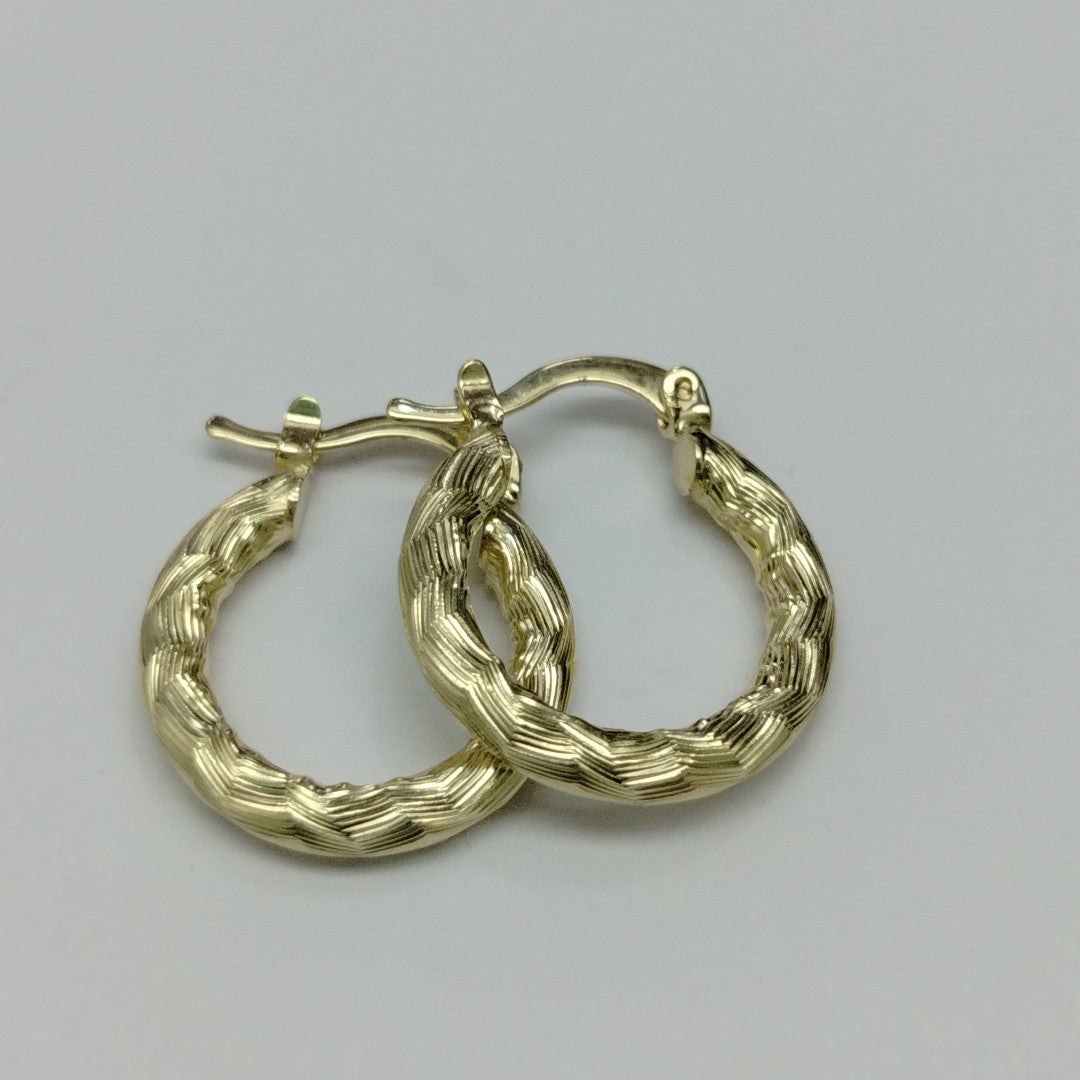 ARETES TEJIDO ARRACADAS ASTRIADAS 14K 1.9 GR (NUEVO)
