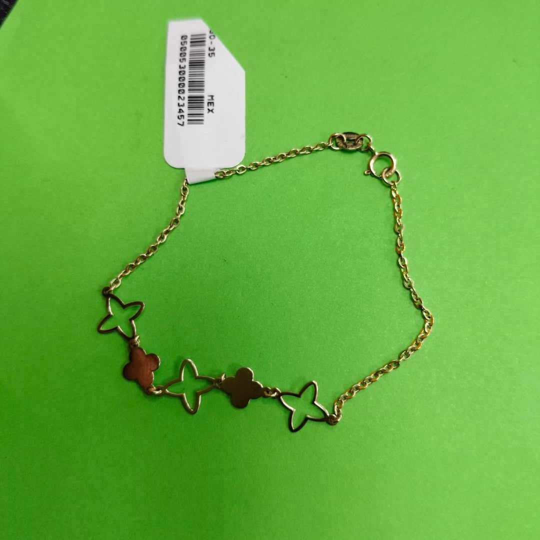 PULSERA TEJIDO ESP CON TREBOL 14K 18 CM 1.6 GR (NUEVO)