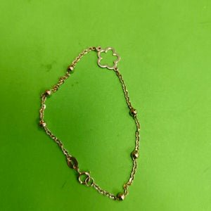 PULSERA TEJIDO ESPECIAL CON FLOR 14K 18 CM 1.6 GR (NUEVO)