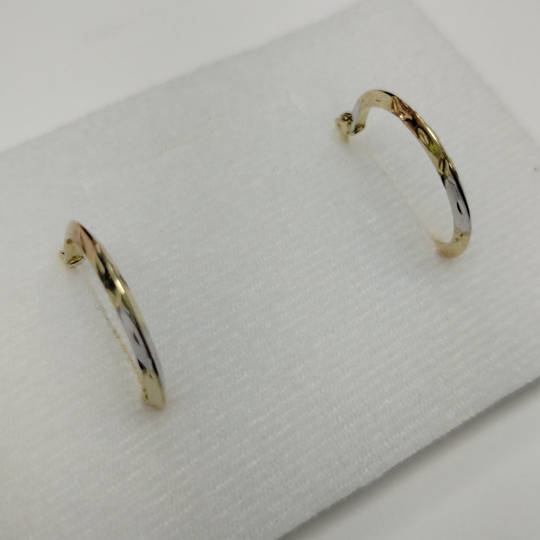 ARETES TEJIDO ARRACADAS BISELADAS COMBINADAS 14K 1.4 GR (NUEVO)