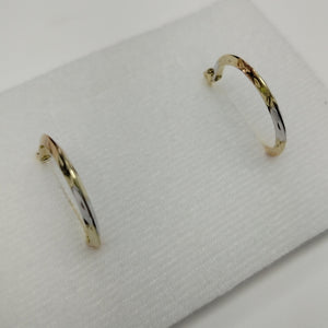 ARETES TEJIDO ARRACADAS BISELADAS COMBINADAS 14K 1.4 GR (NUEVO)