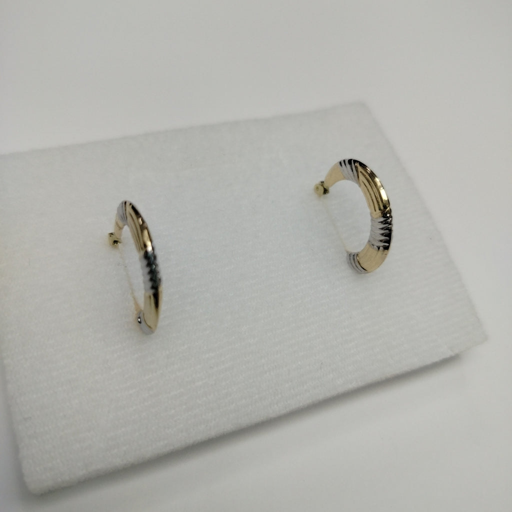 ARETES TEJIDO ARRACADAS COMBINADAS HUECAS 14K 1.9 GR (NUEVO)