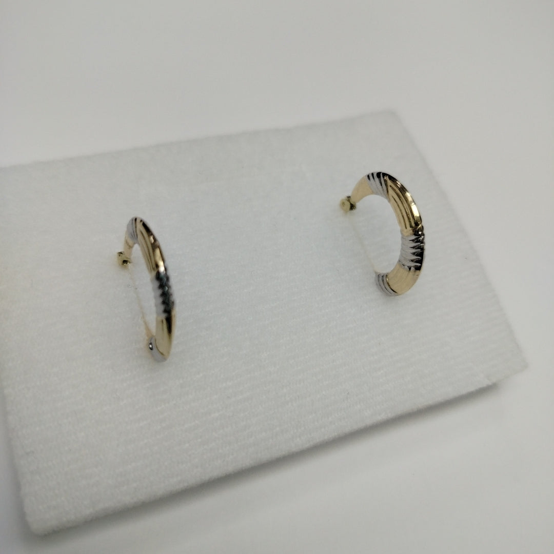 ARETES TEJIDO ARRACADAS COMBINADAS HUECAS 14K 1.9 GR (NUEVO)