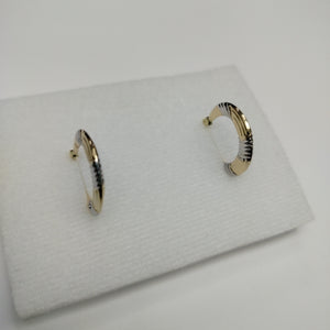ARETES TEJIDO ARRACADAS COMBINADAS HUECAS 14K 1.9 GR (NUEVO)