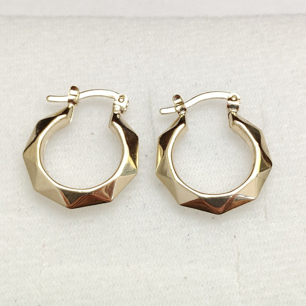 ARETES TEJIDO ARRACADAS FACETADAS 14K 1.8 GR (NUEVO)