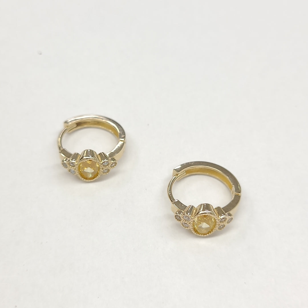 ARETES ARRACADAS CON CIRCONIAS Y PDRAS COL 14K 3.3 GR (NUEVO)