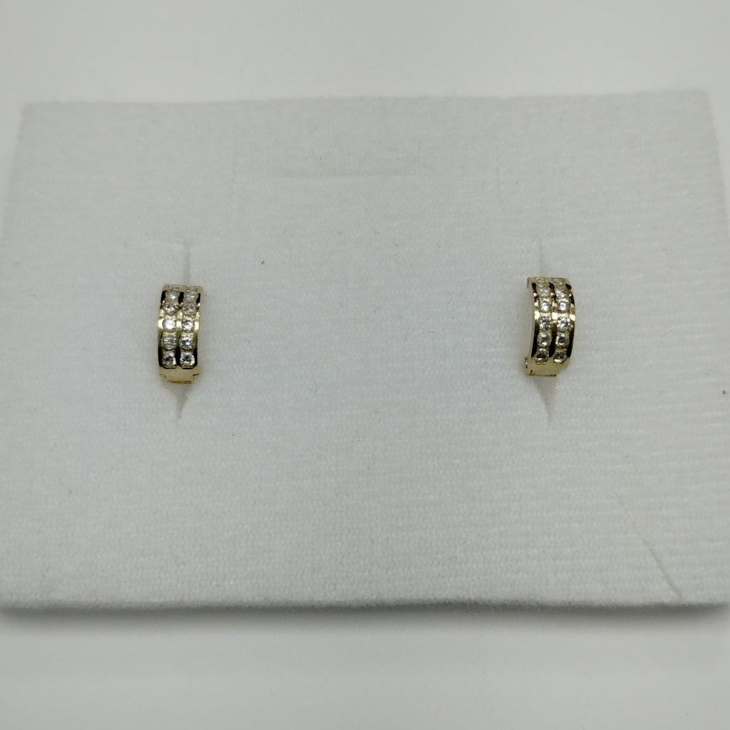 ARETES HUGGIES C CIRCONIAS 14K 1.7 GR (NUEVO)