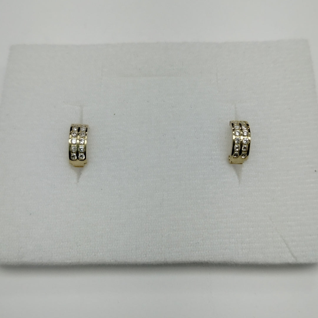ARETES HUGGIES C CIRCONIAS 14K 1.7 GR (NUEVO)