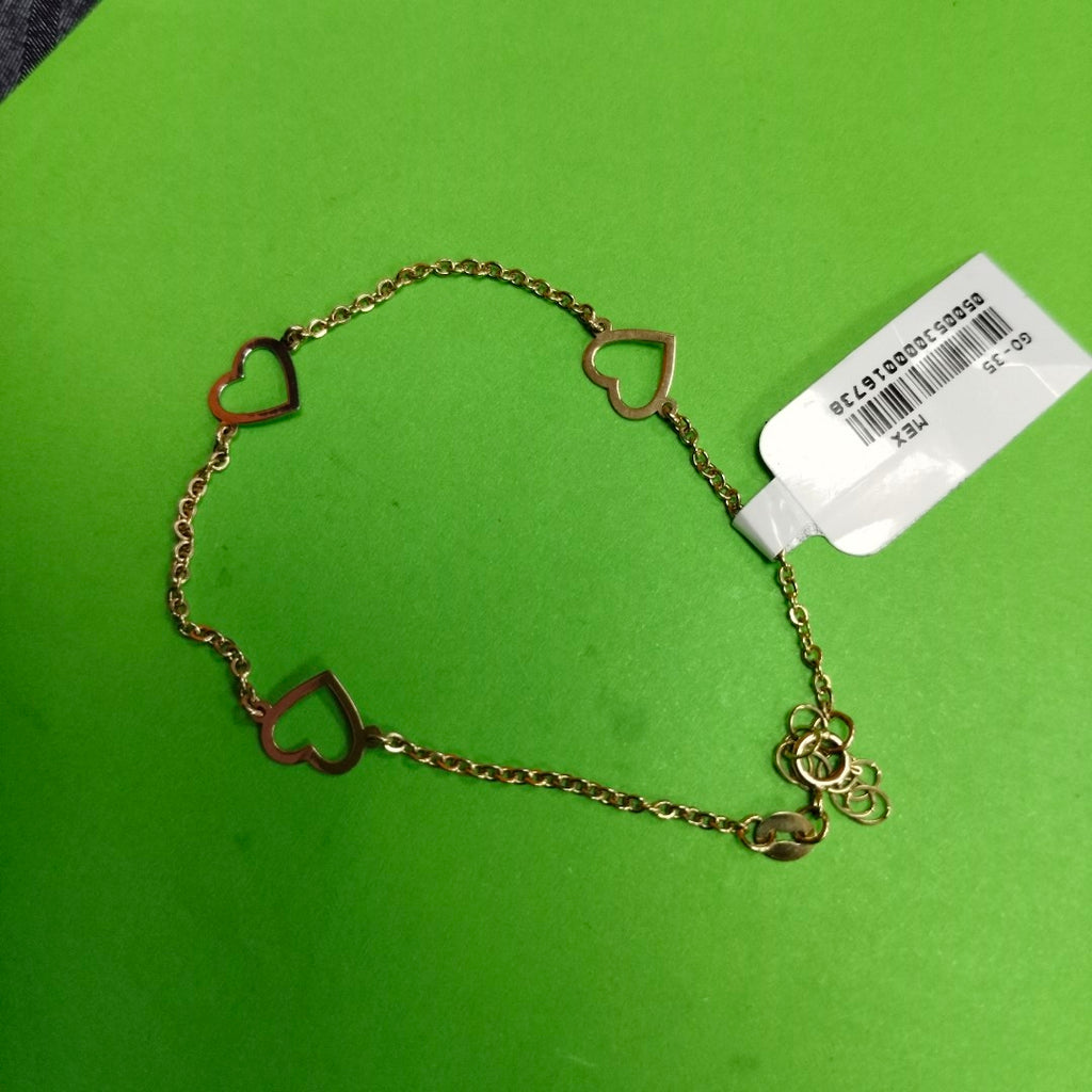 PULSERA ESPECIAL CON CORAZONES CONBINADOS 14K 18 CM 1.7 GR (NUEVO)