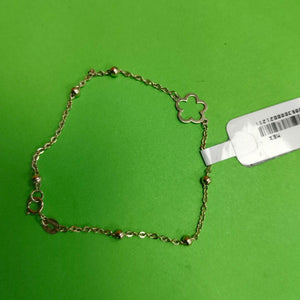 PULSERA TEJIDO ESPECIAL CON FLOR 14K 18 CM 1.6 GR (NUEVO)