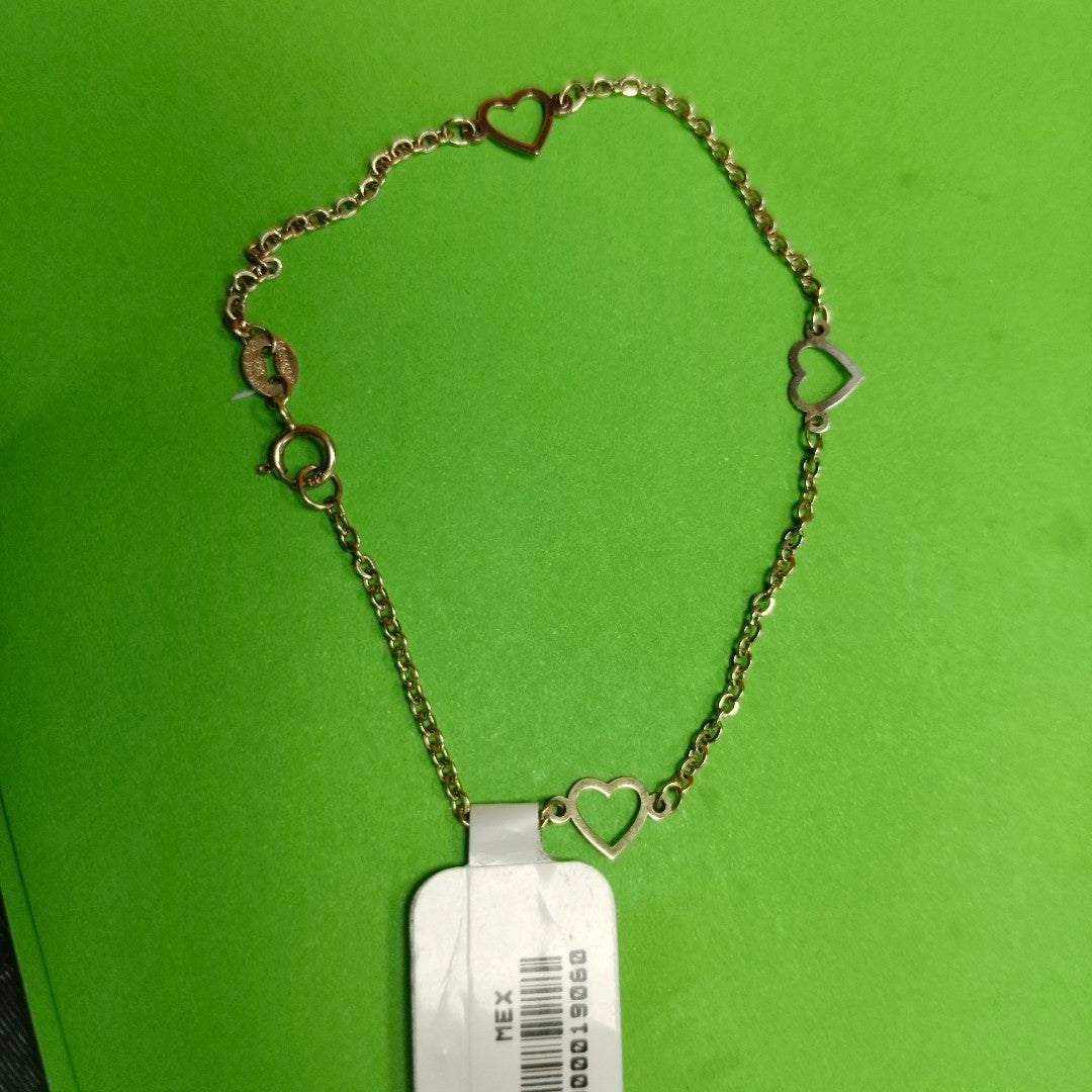 PULSERA ESPECIAL CON CORAZONES 14K 18 CM 1.2 GR (NUEVO)