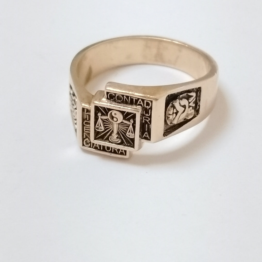 ANILLO DE GRADUACIÓN ORO 14 K 7.9 GRMS (SEMINUEVO)