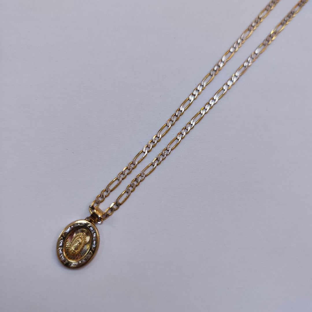CADENA, MEDALLA RELIGIOSA ORO 10 K 4 GRMS (SEMINUEVO)