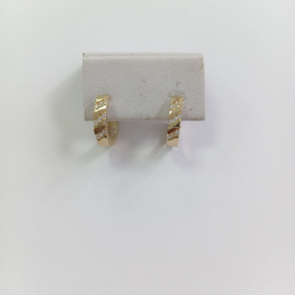 ARETES HUGGIES CON CIRCONIAS 14K 2.3 GR (NUEVO)