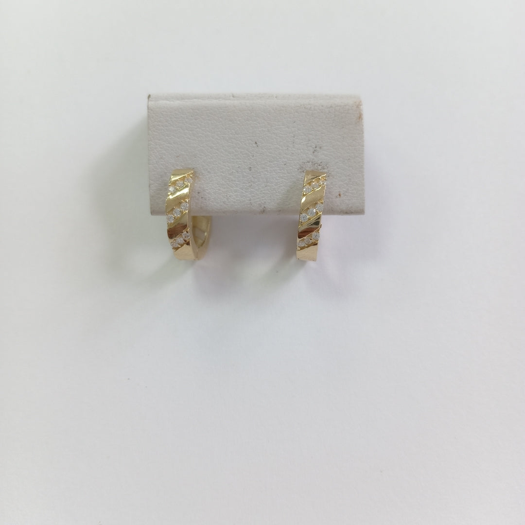 ARETES HUGGIES CON CIRCONIAS 14K 2.3 GR (NUEVO)