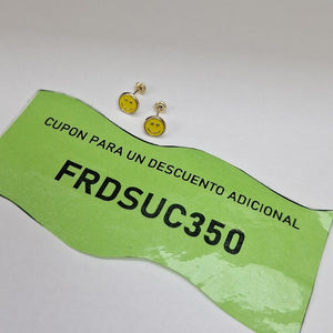 BROQUELES BROQUEL FIG SONRISA ESMALTE AMARILLO 14K 0.2074 GR (NUEVO)