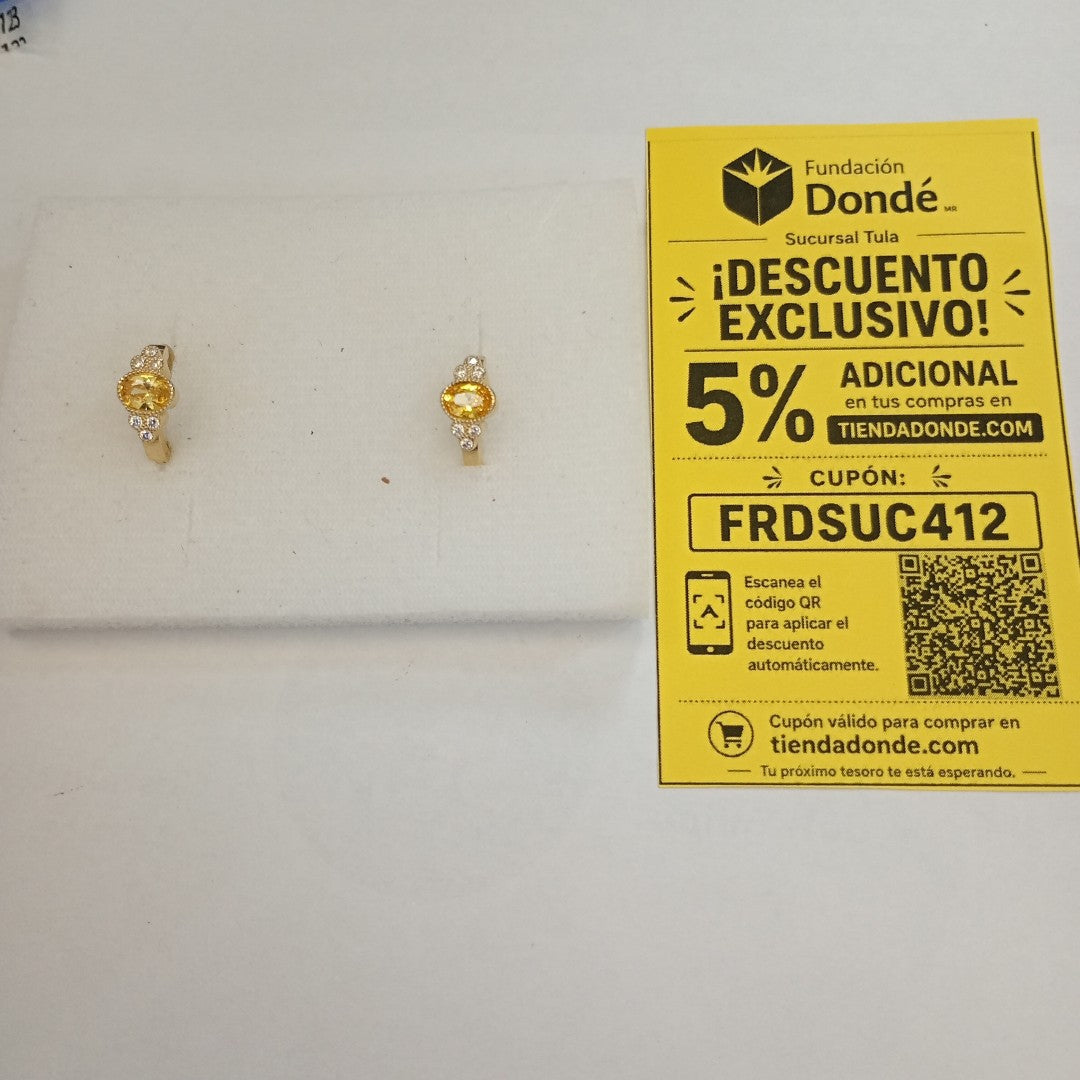 ARETES ARRACADAS CON CIRCONIAS Y PDRAS COL 14K 3.1 GR (NUEVO)
