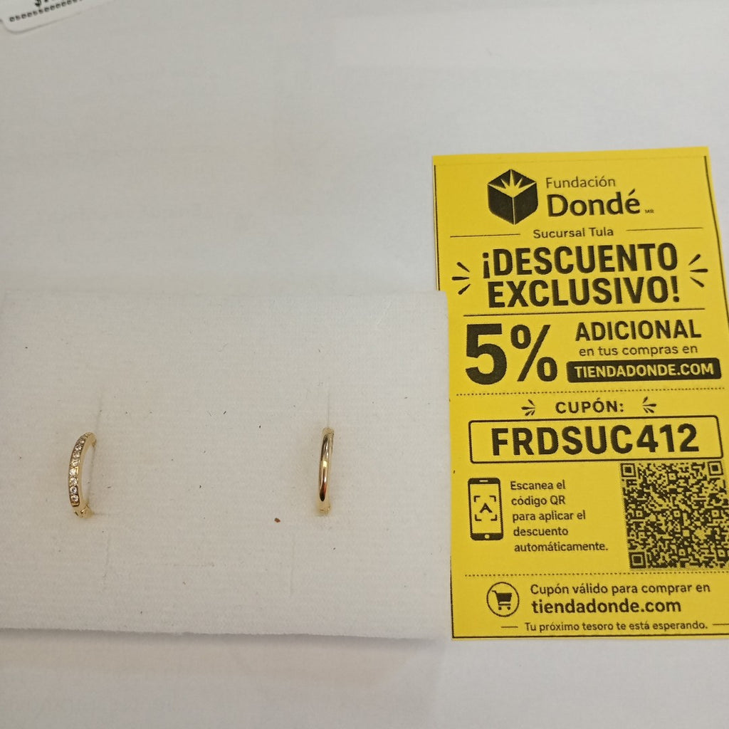 ARETES ARRACADA C CIRCONIAS 14K 1.6 GR (NUEVO)