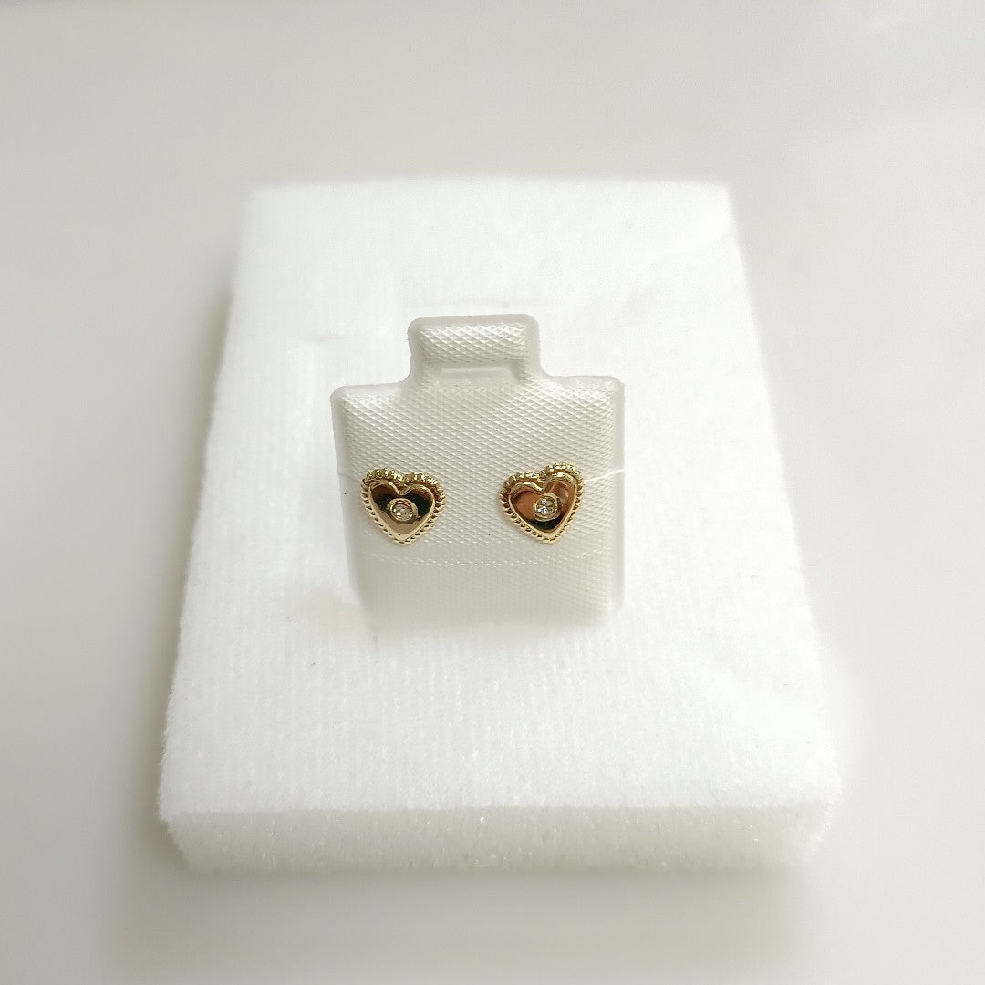BROQUELES BROQUEL FIG CORAZON C CIRCONIA 14K 0.2614 GR (NUEVO)