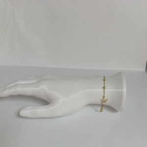 PULSERA ESPECIAL CON ESTRELLA Y CIRCONIAS 14K 18 CM 1.5 GR (NUEVO)