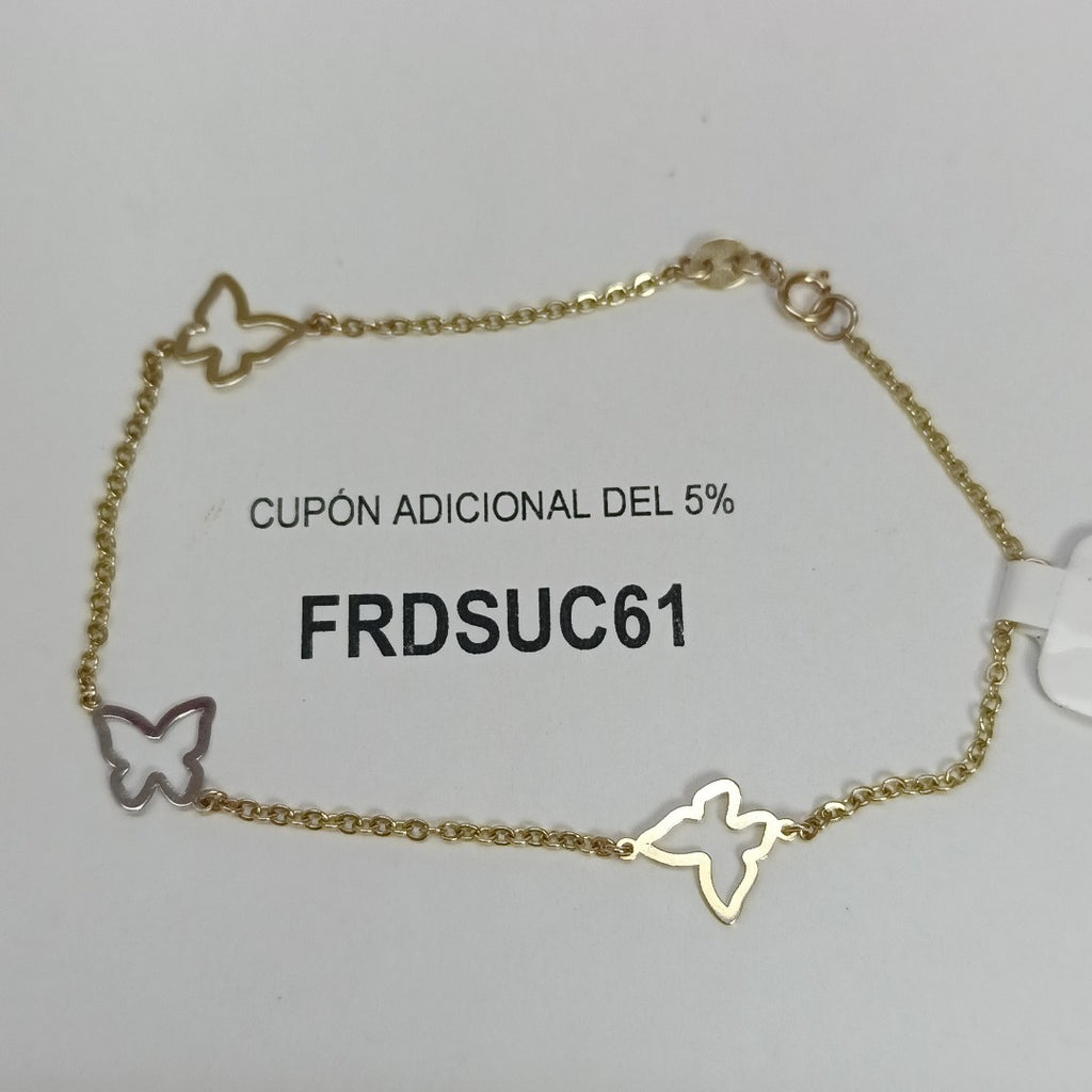 PULSERA ESPECIAL C MARIPOSAS 14K 18 CM 1.7 GR (NUEVO)