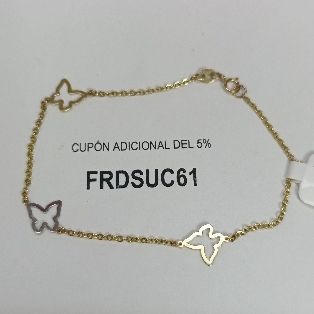PULSERA ESPECIAL C MARIPOSAS 14K 18 CM 1.7 GR (NUEVO)