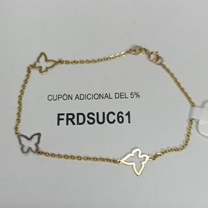 PULSERA ESPECIAL C MARIPOSAS 14K 18 CM 1.7 GR (NUEVO)