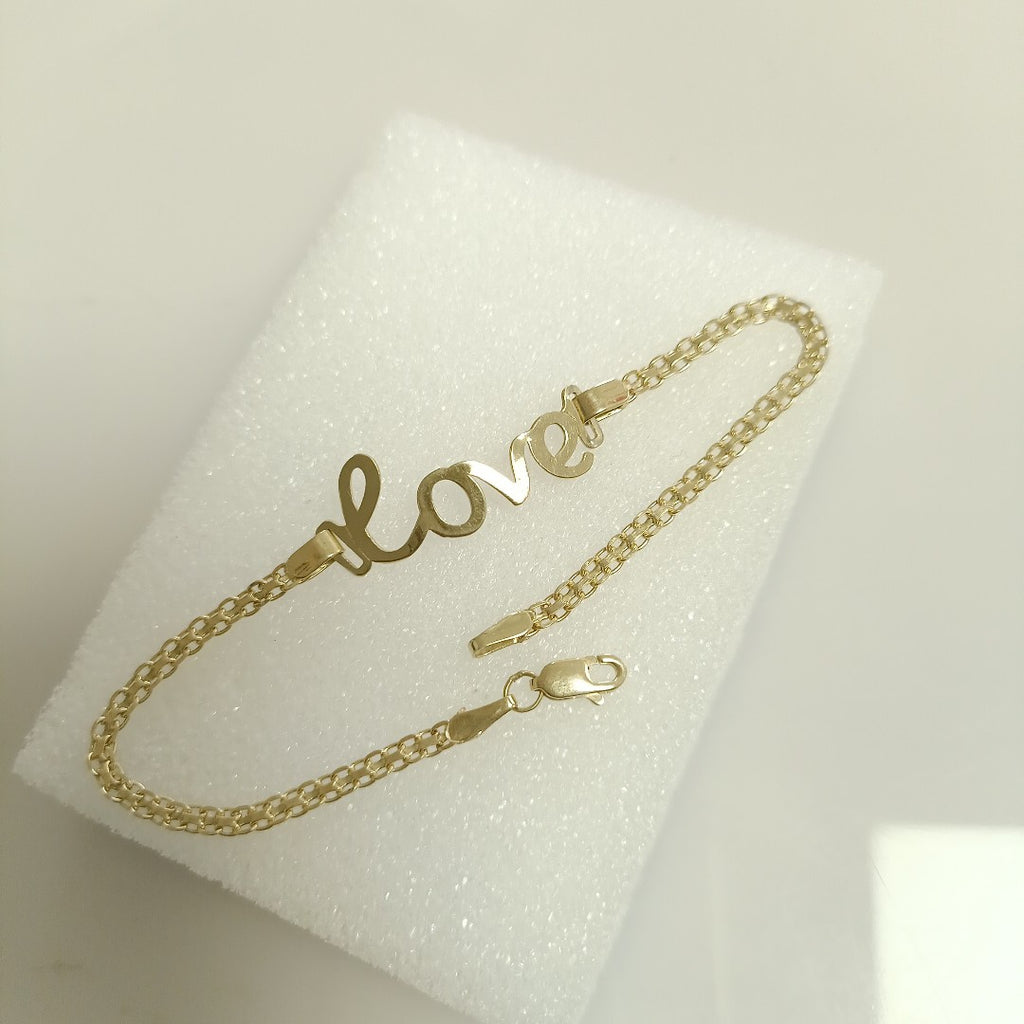 PULSERA ESCLAVA GRABADA LOVE 10K 18 CM 2.7 GR (NUEVO)