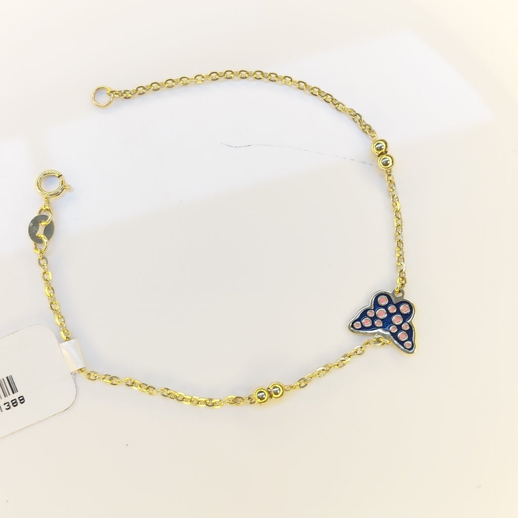 PULSERA TEJIDO ESPECIAL MARIPOSA CON ESMALTE 14K 18 CM 1.8 GR (NUEVO)